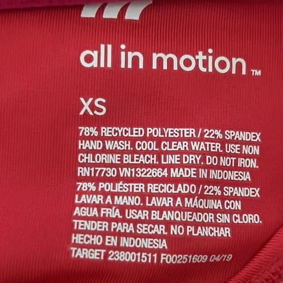 All in motion red long sleeve crew neck swim top - Picture 3 of 3